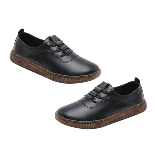 WATIIFUFU Damen Lederschuhe Flache Schuhe Atmungsaktiv Angenehm rutschfest Freizeit Sneaker Elegant Leicht Für Alltag Und Reisen Geeignet von WATIIFUFU