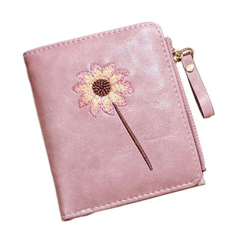 WATIIFUFU Damen PU Geldbörse mit Blumenmuster Kompakt und Robust mit Reißverschluss Kleines Portemonnaie für Karten und Münzen Modische Kleine Geldbörse für Handtasche und Tasche von WATIIFUFU