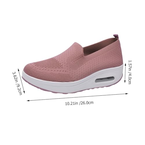 WATIIFUFU Damen Sneaker mit Dicker Sohle und Atmungsaktivem Flying Woven Mesh rutschfest und Stoßdämpfend Flexible Sportschuhe zum Reinschlüpfen Leichte Freizeitschuhe für Alltag und Sport von WATIIFUFU