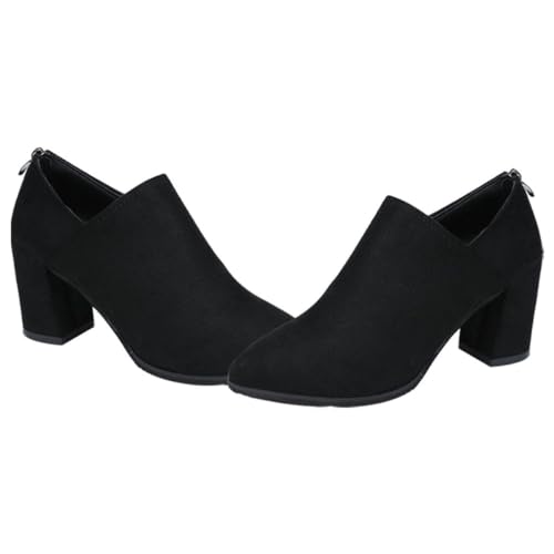 WATIIFUFU Damen Spitze Kurzstiefel aus Veloursleder mit Breitem Absatz Leichte Winterschuhe für Frauen Modische Ankle Boots für Herbst und Winter Komfortabel und Langlebig Vielseitig von WATIIFUFU