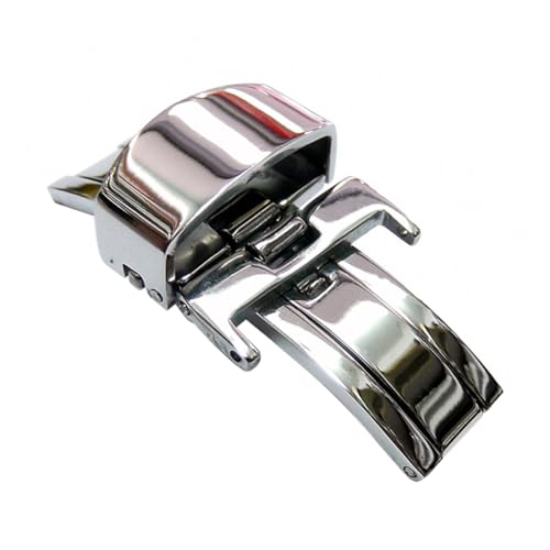 WATIIFUFU Edelstahl Uhrenverschluss Push Button Faltschließe für Uhrenarmbänder Langlebige Schnalle Schützt Armband vor Verschleiß und Verleiht Edlen Look von WATIIFUFU