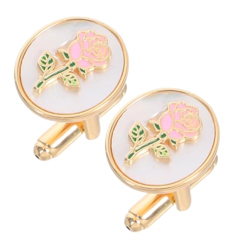 WATIIFUFU Elegante Damen Manschettenknöpfe Goldfarbene Klassische Tuxedo Buttons Langlebig mit Femininer Blütenoptik Vielseitig für Hemden Hochzeit und Formelle Anlässe von WATIIFUFU