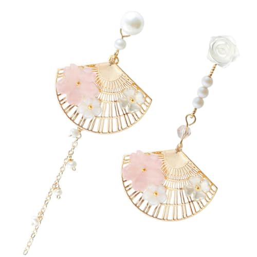 WATIIFUFU Elegante Damen Ohrhänger mit Perlen in Fächerform Lange Stilvolle Ohrschmuck für Alltag und Festliche Anlässe Einzigartiges Design Angenehm zu Tragen von WATIIFUFU