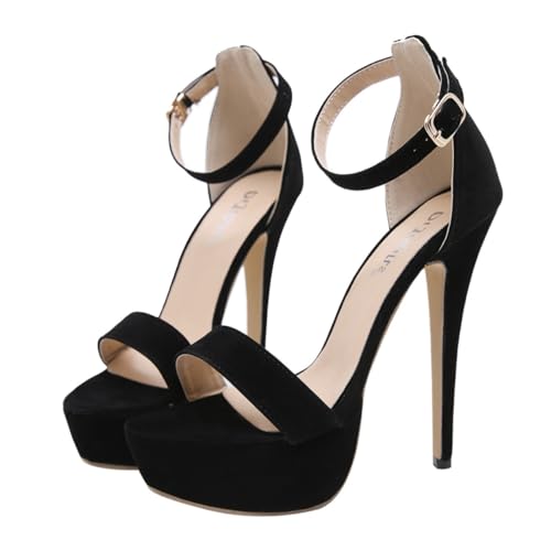 WATIIFUFU Elegante Damen Sandalen High Heel mit Schmalem Riemen Modische Schwarze Sandalette Rutschfest und Langlebig Stilvoll für Arbeit und Freizeit Geeignet von WATIIFUFU
