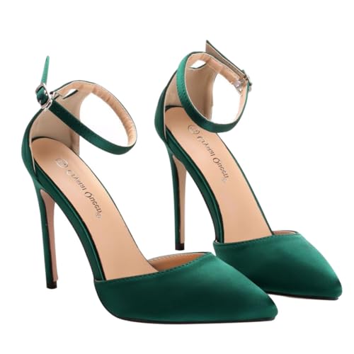 WATIIFUFU Elegante Damen Sandalen mit Spitzem Dünnem Absatz Modische High Heels für Büro Party und Sommer Grün Stilvolle Weibliche Schuhe für Elegante Auftritte von WATIIFUFU