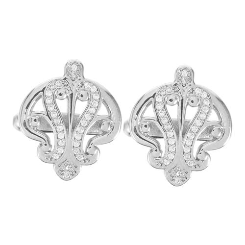WATIIFUFU Elegante Herren Manschettenknöpfe Krone mit Funkelnden Strasssteinen Silberfarbene Kupferlegierung Glatte Kanten Bequemes Tragen Formelle Business-accessoires für Hochzeiten und von WATIIFUFU