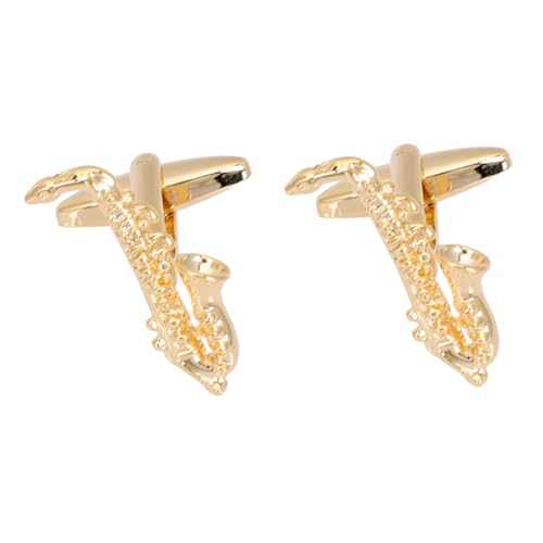 WATIIFUFU Elegante Herren Manschettenknöpfe Saxophon Design Goldfarbene Hemd Ärmelknöpfe Musikalisches Accessoire für Business Büro und Festliche Anlässe Hochwertige Cufflinks von WATIIFUFU