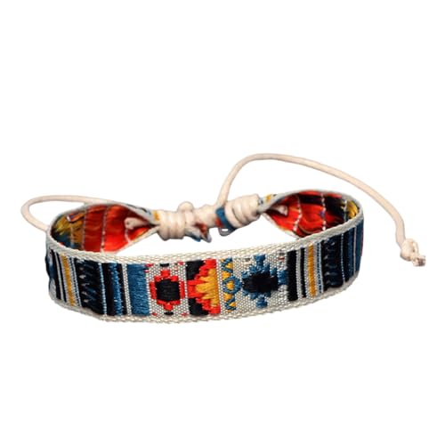 WATIIFUFU Ethnisches Gesticktes Armband Bunt Handgefertigt Einfaches Freizeit design Leichtes Langlebiges Stoffarmband für Jugendliche Damen Herren Modisches Vintage schmuckstück von WATIIFUFU