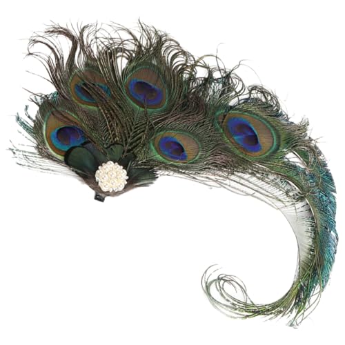 WATIIFUFU Fascinator Haarspange Pfauenfeder Jahre Kopfschmuck Flapper Stirnband Vintage Haarschmuck Damen Tea Party Hochzeit Cocktail Feier von WATIIFUFU