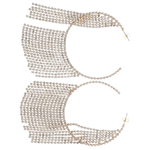 WATIIFUFU Funkelnde Quasten Creolen Ohrringe mit Strahlenden Kristallrhinestones Langlebig Verarbeitet Luxuriöses Design für Hochzeit Party und Festliche Anlässe von WATIIFUFU