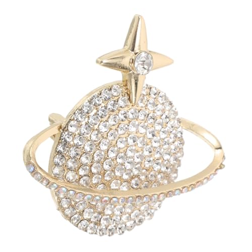 WATIIFUFU Goldfarbene Planet Brosche mit Sternmotiv Modische Anstecknadel für Damen und Mädchen Eleganter Schmuck für Jacken Blazer und Rucksäcke Einzigartiges Geschenk für Besondere von WATIIFUFU