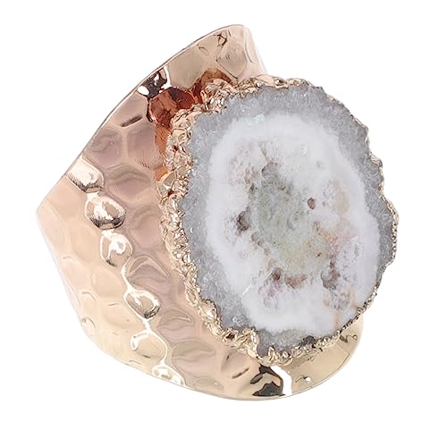 WATIIFUFU Goldplattierter Damenring mit Unregelmäßigem Naturkristall Zartes Hand Schmuckstück Eleganter Statement Ring Hautfreundlich Geeignet für Besondere Anlässe und Geschenkideen von WATIIFUFU