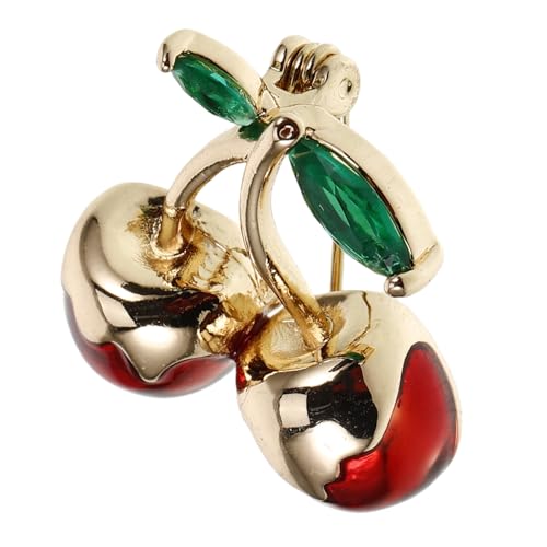 WATIIFUFU Grüne Zirkonia Kirsche Brosche Pin Damen Anstecker Schmuck Accessoire für Kleidung Party Alltag Elegant Leichter Anstecker für Jacke Schal Hut von WATIIFUFU