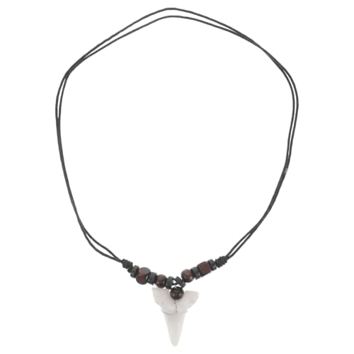 WATIIFUFU Haifischzahn Kette mit Holzperlen Retro Boho Surfer Halskette Verstellbar Unisex Vintage Stil für Strand Abenteuer und Alltag von WATIIFUFU