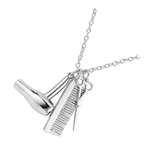 WATIIFUFU Halskette Friseur mit Schere Kamm Haartrockner Pulloverkette für Friseure Schlüsselbeinkette für Damen Elegantes Accessoire für Verschiedene Outfits von WATIIFUFU