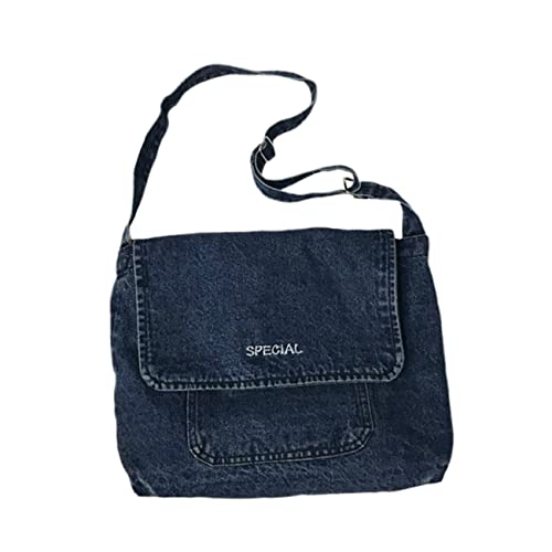 WATIIFUFU Dunkelblaue Damen-umhängetasche Aus Denim-stoff Vintage-clutch Mit Schultergurt Für Handys Geldbörsen Und Kosmetika Lässige Messenger Bag Für Alltag Und Shopping von WATIIFUFU