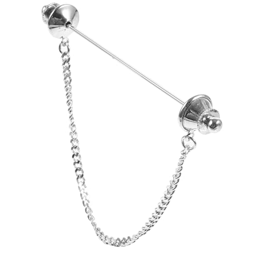 WATIIFUFU Herren Collar Bar mit Kette Metall Brosche für Hemdkragen Dekorative Anstecknadel Vielseitiger Kragenclip für Hemd Krawatte und Festliche Anlässe Silberfarben von WATIIFUFU