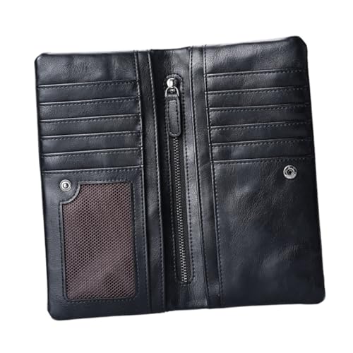 WATIIFUFU Herren Geldbörse mit Reißverschluss Multifunktional für Karten und Münzen Kompaktes Strapazierfähiges Portemonnaie mit Geheimfach Schwarz Casual Wallet für Alltag und Büro von WATIIFUFU