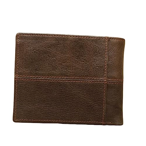 WATIIFUFU Geldbörse Echtem Retro Billfold Mit Fächern Für Karten Und Münzen Multifunktionale Geldbörse Kaffee Farbe Für Diebstahlsichere Brieftasche Mit -Schutz von WATIIFUFU