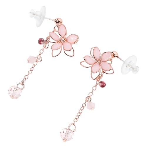 WATIIFUFU Kirschblüten Ohrstecker Rosafarbene Resin Ohrhänger mit Silber Nadel Stilvolle Ohrringe Damen Schmuck für Partys und Besondere Anlässe von WATIIFUFU