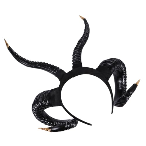 WATIIFUFU Simulation Goat Horns Haarband Für Cosplay Und Halloween Schwarzes Goldenes Horn Stirnband Foto-requisite Für Partys Festivals Und Kostüme von WATIIFUFU