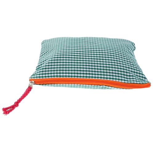 WATIIFUFU Kleine Kosmetiktasche aus Baumwoll leinen Multifunktional als Kulturbeutel Damen Tragbar für Reisen und Alltag Vintage Kariertes Design Nachhaltiges Material Vielseitige Organizer von WATIIFUFU