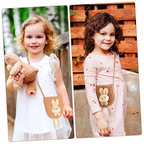 WATIIFUFU Kleine Mädchen Hasen Schultertasche Cartoon Hase Wollgewebte Crossbody Bag für Party Shopping Reisen von WATIIFUFU