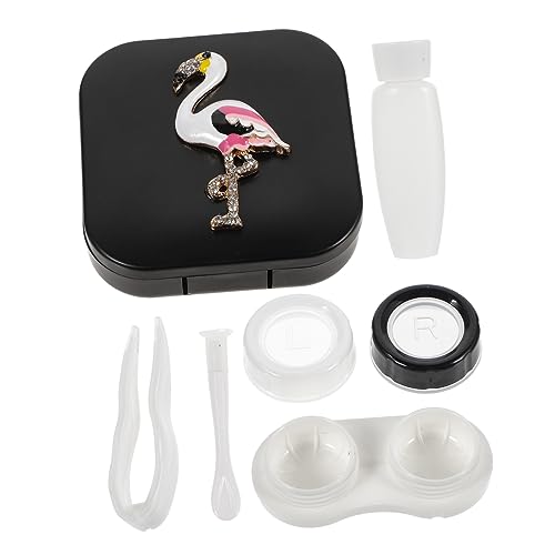 WATIIFUFU Kontaktlinsen Behälter Aus Robustem Und Kompakter Linsen-Organizer Mit Flamingo-Muster Auslaufsichere Reise-kontaktlinsenboxen Für Damen von WATIIFUFU
