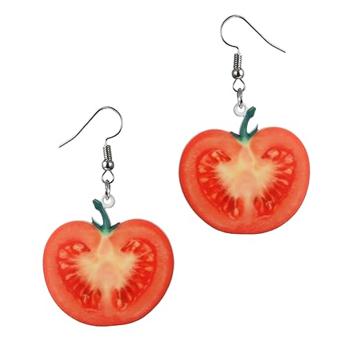 WATIIFUFU Kreative Frucht Ohrringe Damen Ohrstecker Stilvoll Rote Tomaten Form Ohrhänger Schmuck Für Alltag Party von WATIIFUFU