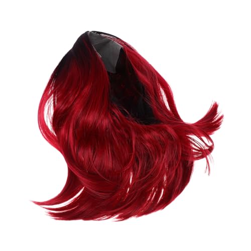 WATIIFUFU Schwarz Rote Farbverlaufs Perücke Damen Synthetisches Glattes Kurzes Haar Cosplay Party Zubehör Bequeme Auffällige Farbwechsel von WATIIFUFU