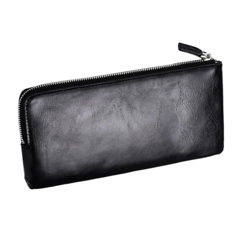 WATIIFUFU Lang Herren Geldbörse mit Reißverschluss Weiches Leder Leichtes Portemonnaie mit Münzfach Praktische Aufteilung für Karten und Bargeld Langlebig und Verschleißfest als Geschenk von WATIIFUFU