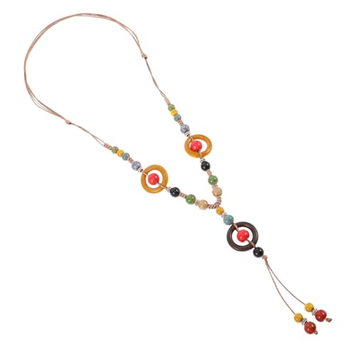 WATIIFUFU Lange Geflochtene Kette mit Bunten Perlen und Quastenanhänger Handgemachter Retro Hippie Schmuck für Frauen für Sommer Outfits von WATIIFUFU
