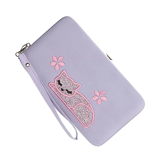 WATIIFUFU Damen Geldbörse Mit Katzenstickmuster Lange Reißverschluss Geldbörse Vielseitige Damengeldbörse Mehrere Kartenfächer Praktische Tasche Für Damen von WATIIFUFU