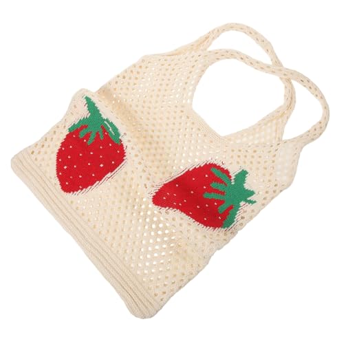 WATIIFUFU Leichte Erdbeer Tragetasche Damen Gehäkelte Schultertasche Strand Handtasche Modisch Langlebig Praktisch für Urlaub Alltag von WATIIFUFU