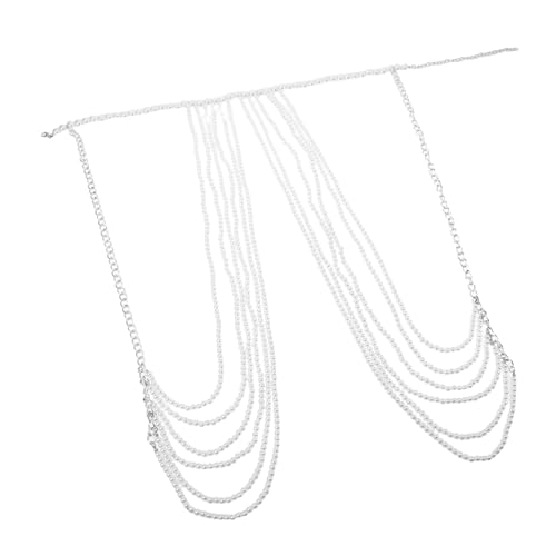 WATIIFUFU Mehrlagige Damen Körperkette aus Imitationsperlen Hautfreundliche Schulter Brustkette Vielseitiger Schmuck für Hochzeit Party und Alltag Stilvolles Vintage-design von WATIIFUFU