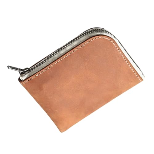 WATIIFUFU Mini Geldbörse Herren Kurzformat Kartenetui mit Münzfach Kompakt Leicht Reise Portemonnaie für Kreditkarten und Kleingeld in Gelbbraun von WATIIFUFU