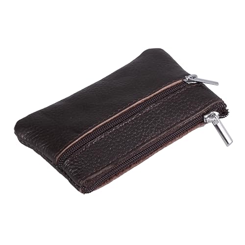 WATIIFUFU Mini Leder Münzbeutel Für Frauen Und Männer Modische Handtasche Mit Reißverschluss Für Münzen Geldscheine Und Quittungen Kaffee von WATIIFUFU