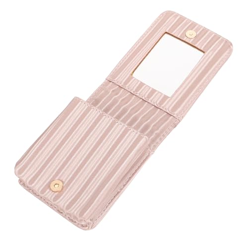 WATIIFUFU Mini Lippenstift Aufbewahrungsbox mit Spiegel Kleine Kosmetiktasche für Damen Tragbare Makeup Tasche Süßes Lippenstift Etui Handliche Mini Tasche für Handtasche Rosa von WATIIFUFU