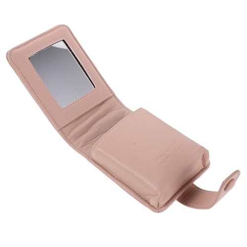 WATIIFUFU Mini Makeup Bag Damen Quilted PU Kosmetiktasche mit Spiegel Kompakte Kleine Makeup Pouch für Lippenstift und Lipgloss Leichte Reise Make-up Clutch für Alltag und Urlaub Rosa von WATIIFUFU