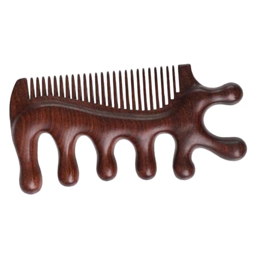 WATIIFUFU Natürlicher Holzkamm mit Breiten Zähnen Antistatisch Ergonomisch Geformt Sanfte Kopfhautmassage Durchblutung und Kopfschmerzlinderung Handlicher Massagkamm für Frauen und Tägliche von WATIIFUFU