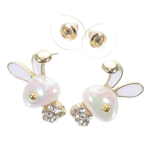 WATIIFUFU Niedliche Kaninchen Ohrstecker mit Perlen Leichte Damen Ohrringe für Frühlingsfest Trendige Schmuck accessoires Komfortabel und Detailverliebt Gestaltet Bunny Ohrschmuck von WATIIFUFU