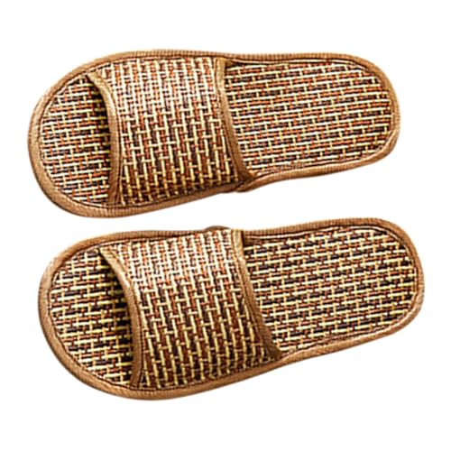 WATIIFUFU Nordic Slippers aus Rattan Gras Leichte Atmungsaktive Geflochtene Hausschuhe für Damen und Herren Sommer Indoor Slippers mit Rutschfester Sohle für Schlafzimmer Wohnzimmer Garten von WATIIFUFU