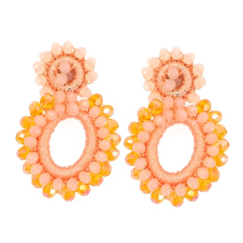 WATIIFUFU Orange Boho Beaded Ohrringe Damen Gewebte Tropfen Ohrhänger Leichte Hautfreundliche Statement accessoires für Alltag und Festliche Anlässe von WATIIFUFU