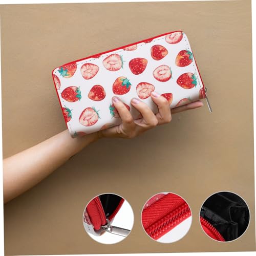 WATIIFUFU PU Kunstleder Erdbeer Geldbörse Damen Lang mit Reißverschluss Süße Clutch Portemonnaie für Mädchen Langlebiger Kartenhalter Praktische Handtaschenorganizer für Alltag und Reisen von WATIIFUFU
