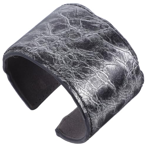 WATIIFUFU PU Leder Armreif Damen Verstellbarer Breiter Offener Manschetten Armband Komfortabler Halber Vintage Bangle für Alltag Büro Party und Reise Schmuck von WATIIFUFU