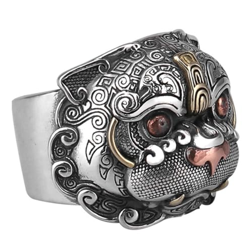 WATIIFUFU Punk Pi Yao Kupferring Vintage Schmuck Wohlstandsring Damen Herren Modischer Amulett Fingerring Glücksbringer Accessoire von WATIIFUFU