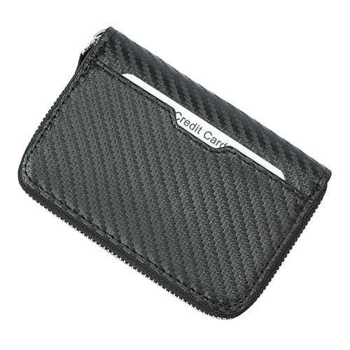 WATIIFUFU RFID-blockierende Geldbörse Aus Carbonfaser Mit Reißverschluss Multifunktionales Kartenetui Für Männer Für Büro Reisen Und Besondere Anlässe von WATIIFUFU