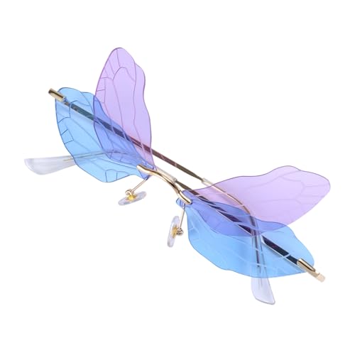 WATIIFUFU Randlose Unisex Sonnenbrille mit Libellenflügel-design Stylische Transparente Gläser Pc-metall-material Modisch für Outdoor Reisen Fahren und Partys Geeignet von WATIIFUFU