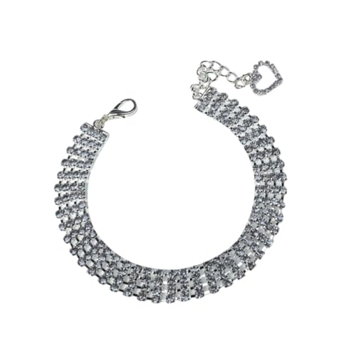 WATIIFUFU Reihige funkelnde Hundehalskette mit Herzanhänger Weißes aus Langlebigem Material Modisches Haustier schmuckstück für Fotoshootings und Kostümpartys von WATIIFUFU