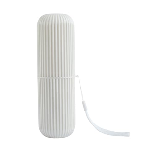 WATIIFUFU Reise Zahnbürstenhalter aus Hochwertigem Kunststoff Tragbarer Zahnputzbecher und Zahnpasta Organizer Kompakte Aufbewahrungsbox für Zuhause und Unterwegs Beige Langlebig und von WATIIFUFU